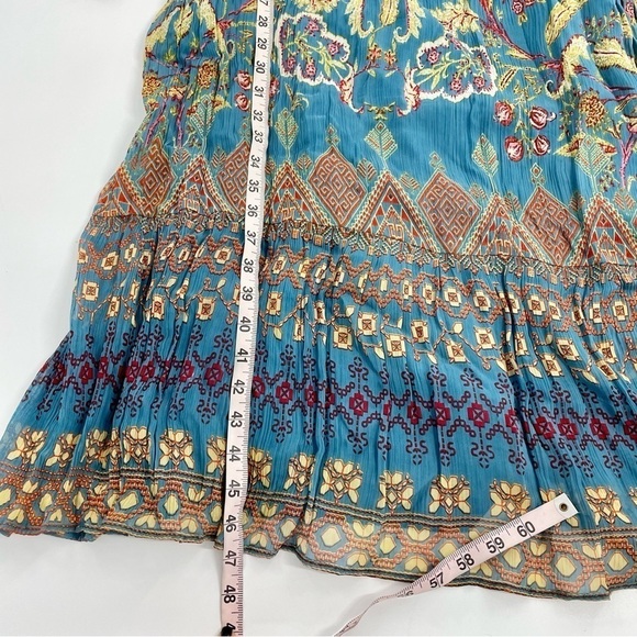 NWT Soft Surroundings Blue Mirapani Chiffon Boho Embroidered Maxi Boho Dress - Picture 5 of 11